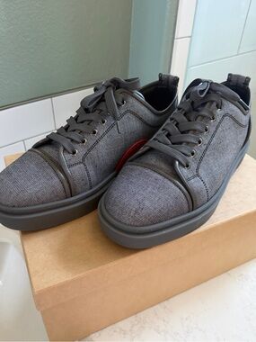 Christian Louboutin Men's adolon junior flat color Smokey Casual Sneakers